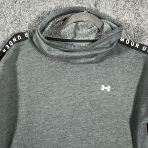 Under Armour Womens Rival Fleece Funnel Neck Sweatshirt Gray Logo 1357312 SM